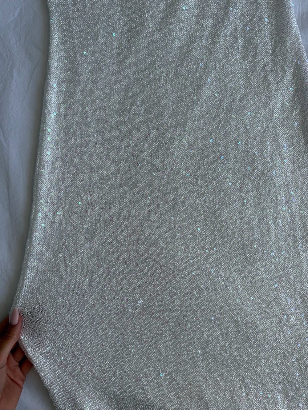 Ivory Sequin Slip Dress - Spaghetti Strap Maxi - Picture 3 of 4